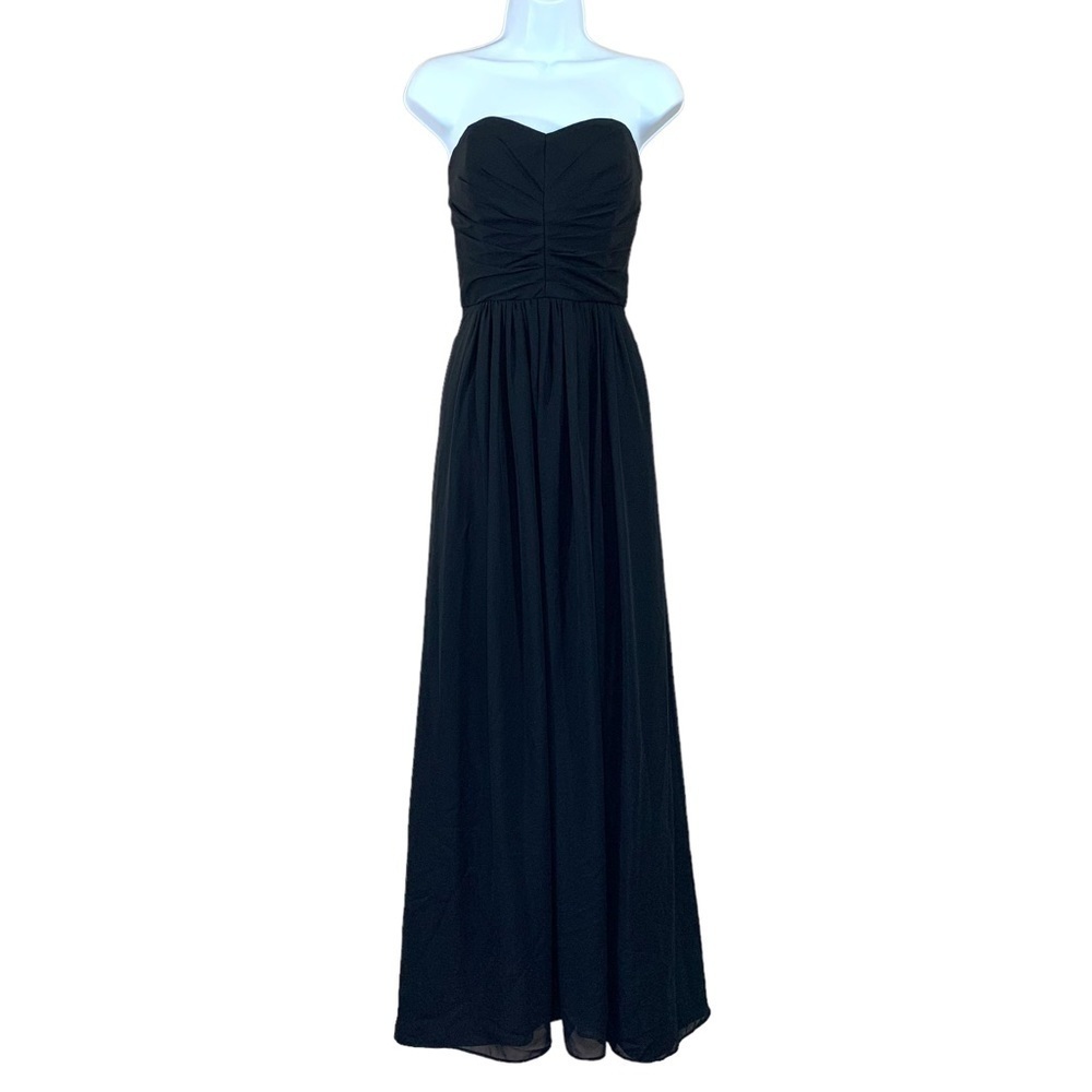 Size 8 Weddington Way Black Strapless Gown Dress Maxi Formal Event Chiffon